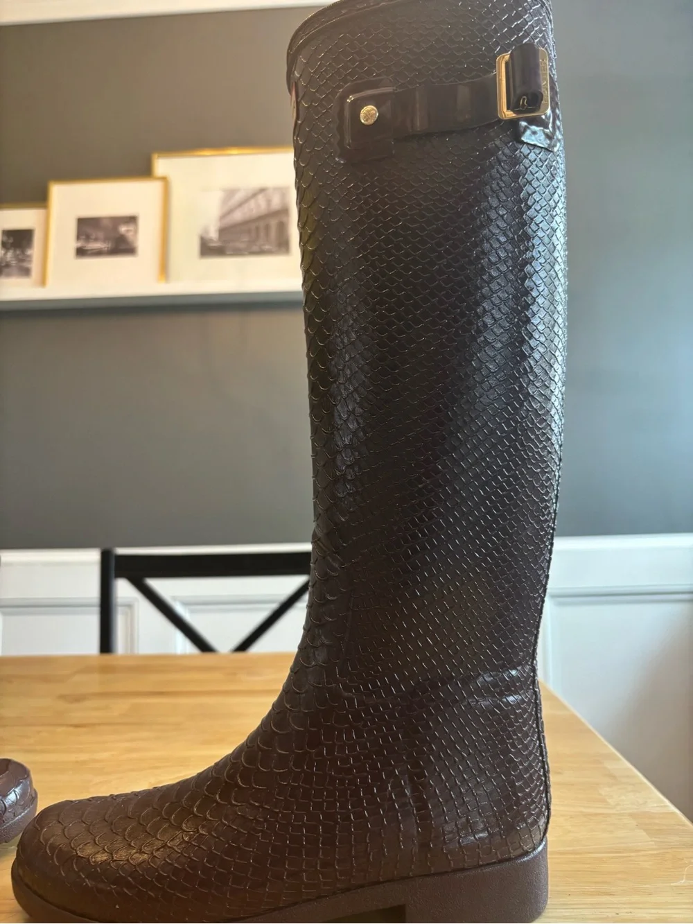 NWOT Hunter limited edition Carnaby “snakeskin” embossed Tall Rain boot sz 6 - Picture 6 of 10
